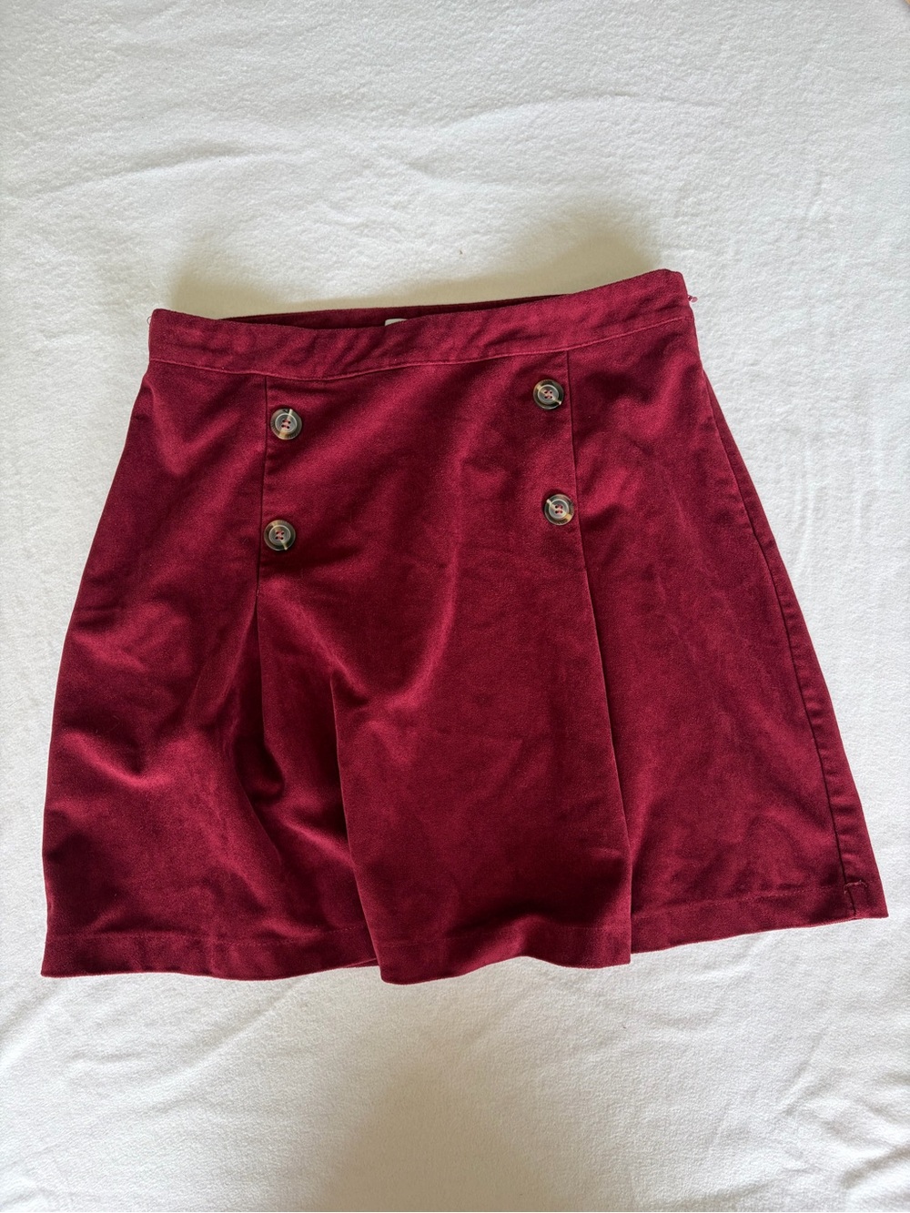 She + Sky Burgundy Button-Front Skirt